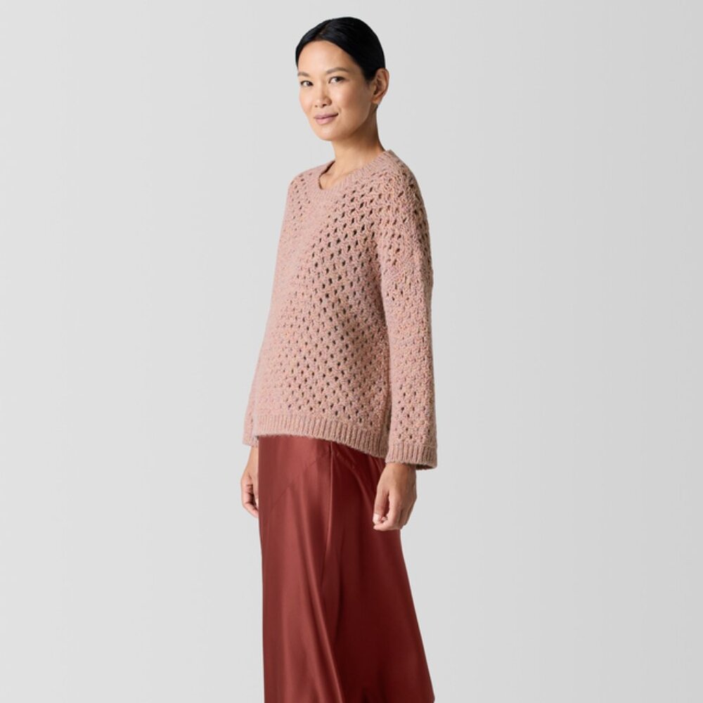 NWT Eileen Fisher Opal Peruvian Alpaca Crew Neck Top Sweater